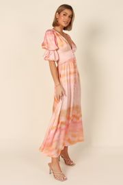 Alton Puff Sleeve Button Front Midi Dress - Pink | Petal & Pup (US)