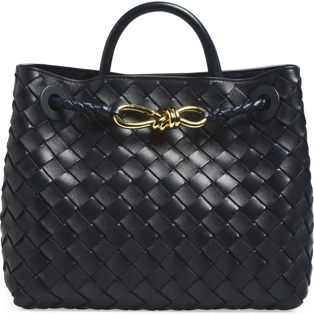 Bottega Veneta Small Andiamo Intrecciato Shoulder Bag in Midnight at Nordstrom | Nordstrom