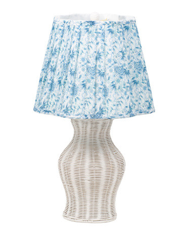 16x24.5 Rattan Table Lamp With Printed Shade | Marshalls