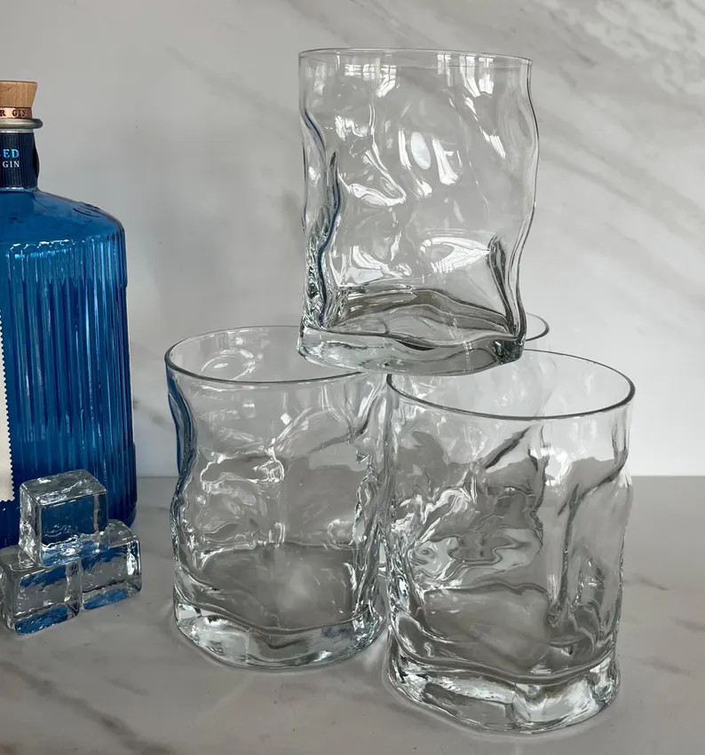 Bormioli Rocco Sorgente Vintage Italian Crystal Double Old Fashioned, Whiskey or Rocks Glasses. M... | Etsy (US)