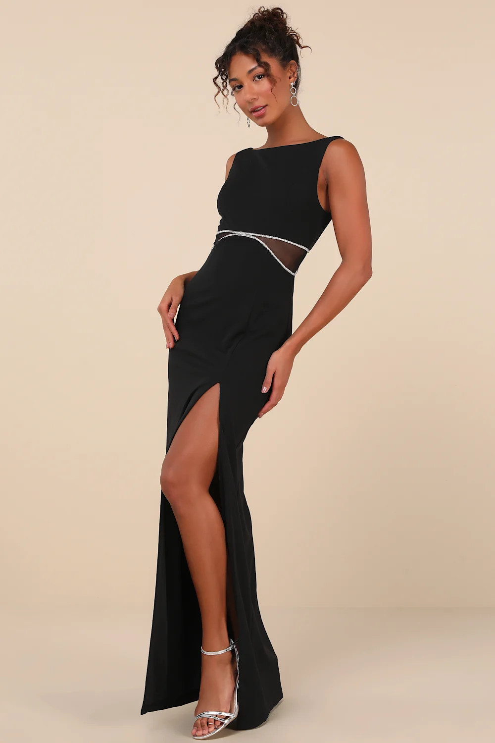 Glamorous Invite Black Rhinestone Maxi Dress | Lulus