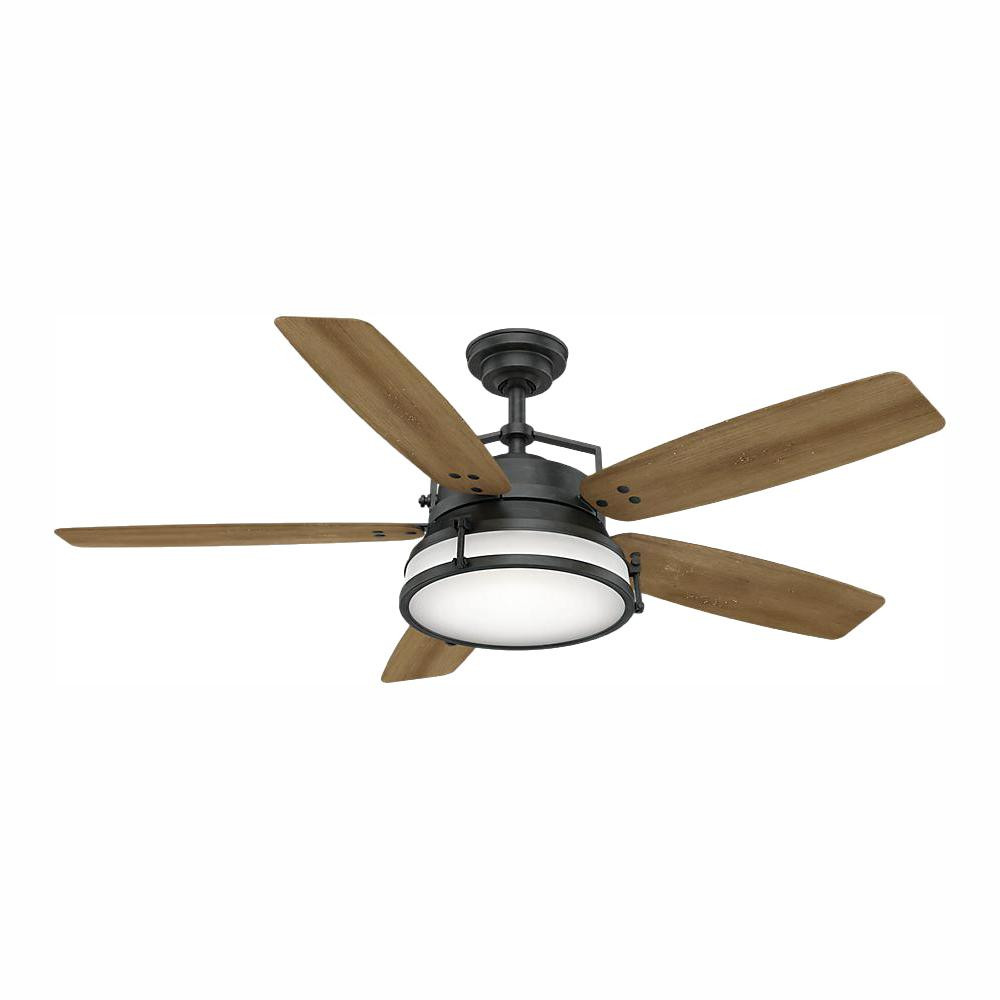 Caneel Bay 56 in. LED Indoor/Outdoor Aged Steel Ceiling Fan with Light Kit | The Home Depot