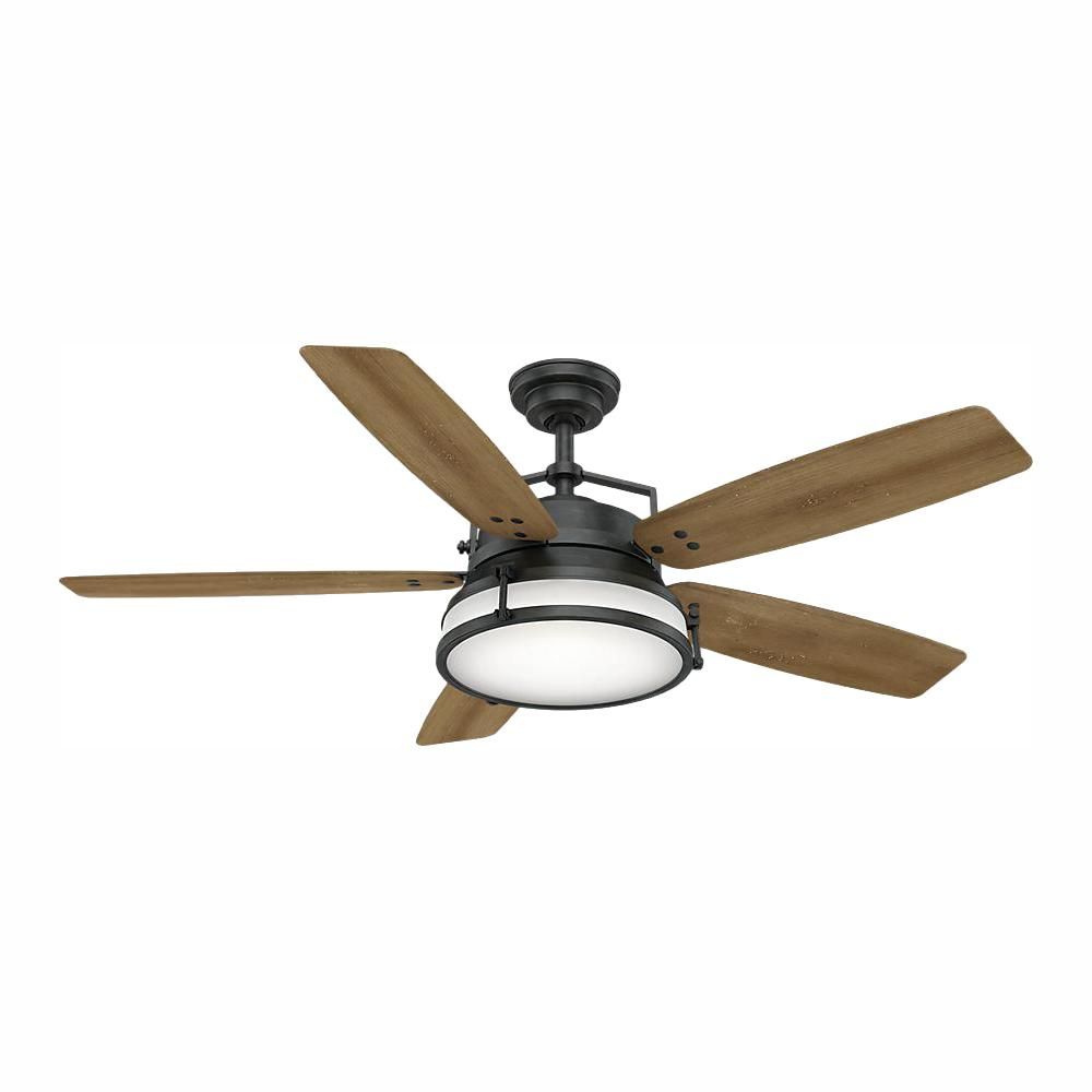Casablanca Caneel Bay 56 in. LED Indoor/Outdoor Aged Steel Ceiling Fan with Light Kit-59359 - The... | The Home Depot