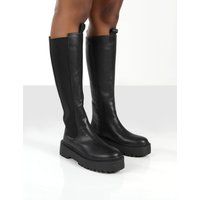 Andi Black Knee high Chunky Sole Boots - US 9 | Public Desire (US & CA)