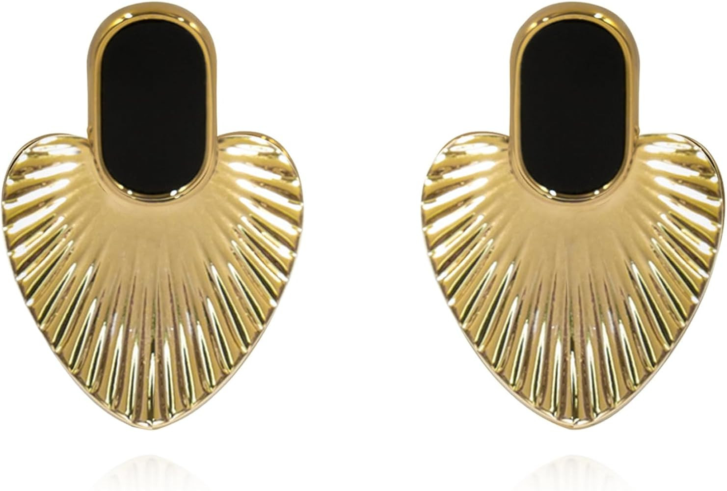 CW 24K gold-plated heart dangle earrings, exquisite and simple black gold love earrings, suitable... | Amazon (US)