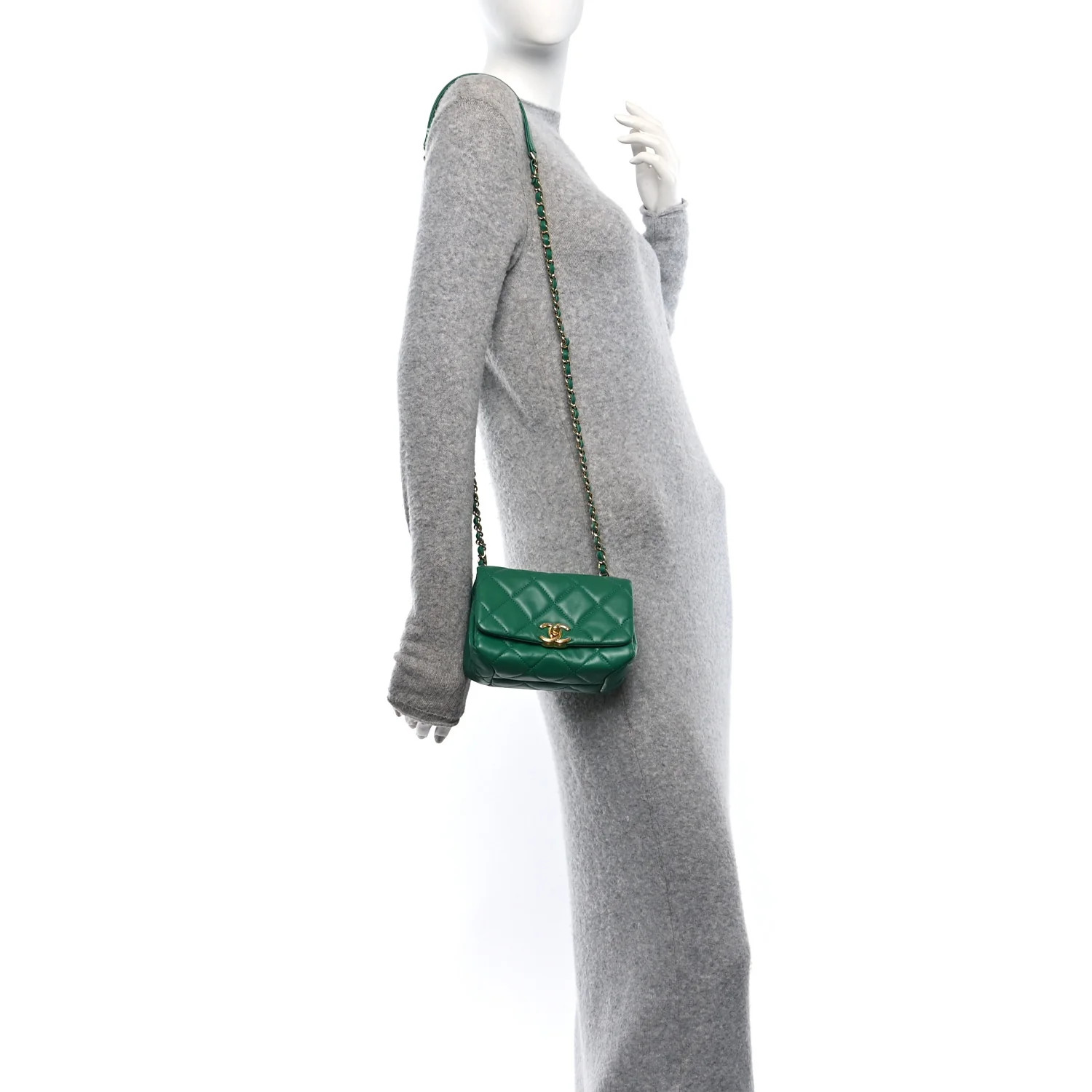 Lambskin Quilted Mini Color Match Flap Green | FASHIONPHILE (US)