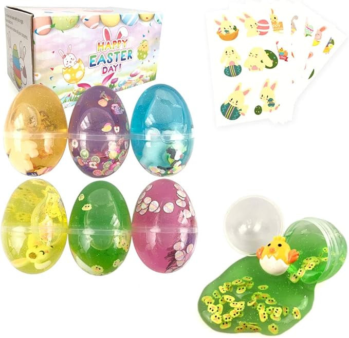 Easter Basket Stuffers Easter Eggs Slime Packs Stress Relief Colorful Slime for Boys Girls Easter... | Amazon (US)