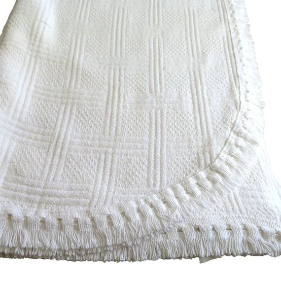 Vintage Crown Crafts Bedspread Full Size White Basket Weave - Etsy | Etsy (US)