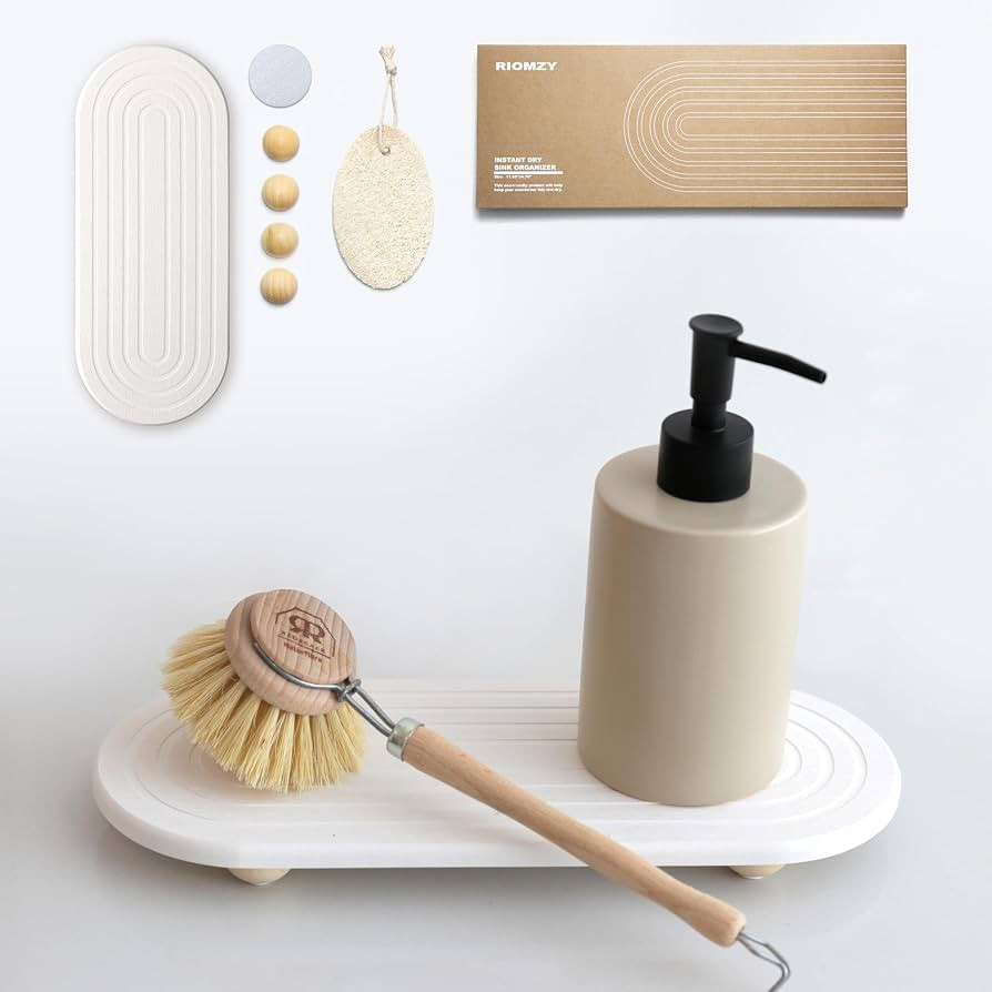 Instant Dry Sink Caddy Organizer \u2013 Water Absorbing Stone Tray for Kitchen Bathroom Counterto... | Amazon (US)