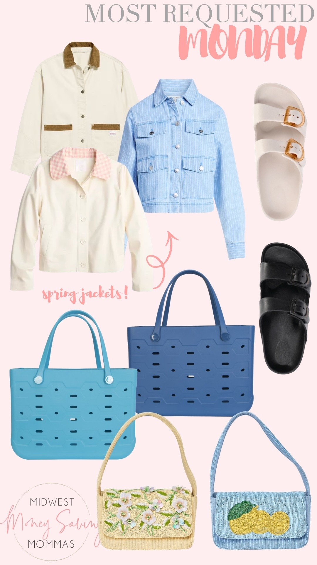 Most requested links

Spring jackets  spring outfit  sandals  tote bag  spring purse  sports mom bag  beach bag  resort wear 

#LTKSeasonal #LTKgrwm #LTKootd