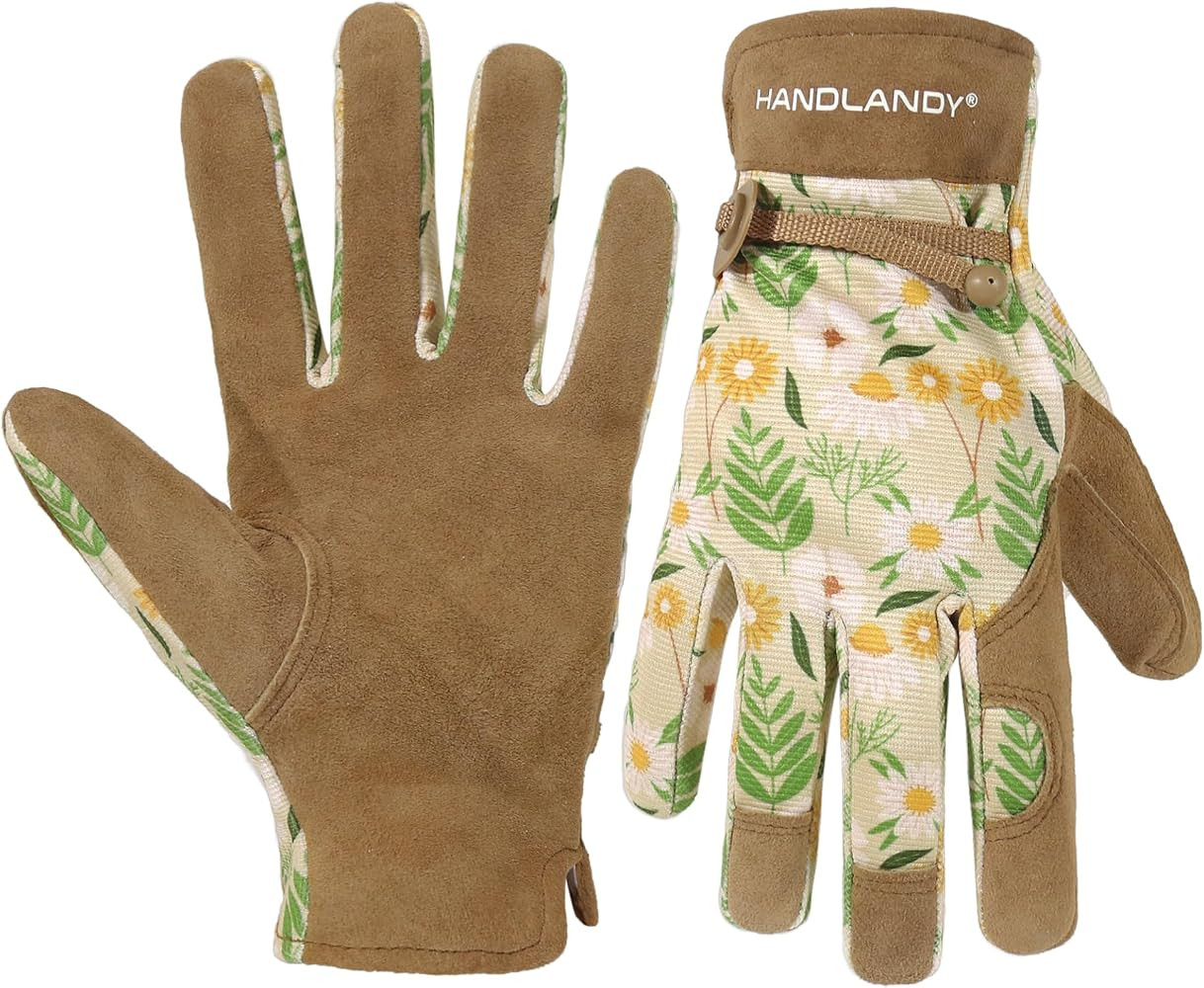 HANDLANDY Gardening Gloves for Women, Leather Garden Glove, Gardener Gift | Amazon (US)
