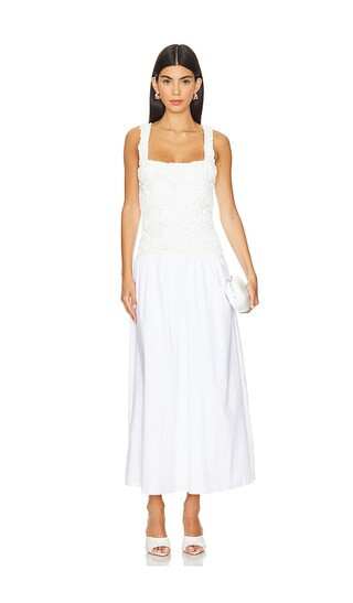 Bradshaw Maxi Dress in Rosette Mesh White | Revolve Clothing (Global)