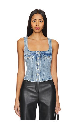 Jeanius Button Front Corset in Indigo586 | Revolve Clothing (Global)