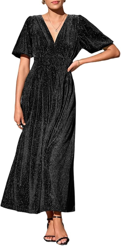 Women's Velvet Maxi Dress Formal Dresses for Wedding Guest Dress | Amazon (US)