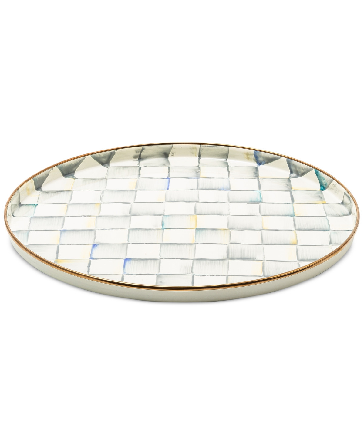 Mackenzie-Childs Sterling Check Enameled Steel Round Tray | Macy's