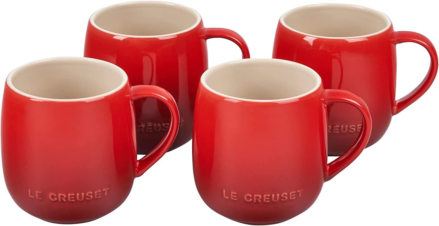 Le Creuset Stoneware Set of 4 Heritage Mugs, 13 oz. each, Cerise | Amazon (US)