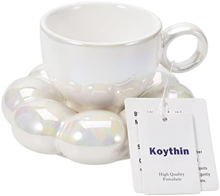 Koythin Ceramic Coffee Mug with Saucer Set, Creative Cute Cup with Sunflower Coaster for Office a... | Amazon (US)