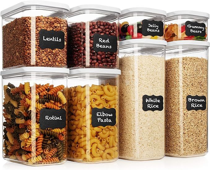 Shazo Airtight Container Set for Food Storage - 8 Piece Set + BONUS 18 Labels - Strong Heavy Duty... | Amazon (US)