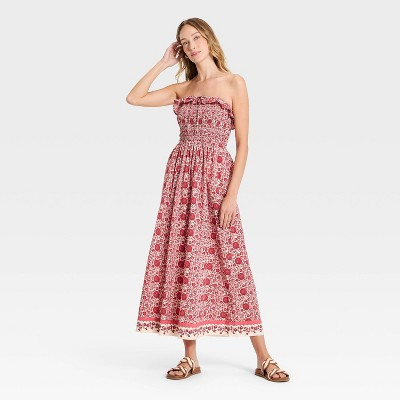 Women's Cotton Maxi Pullover Sundress - Universal Thread™ Pink Floral M | Target