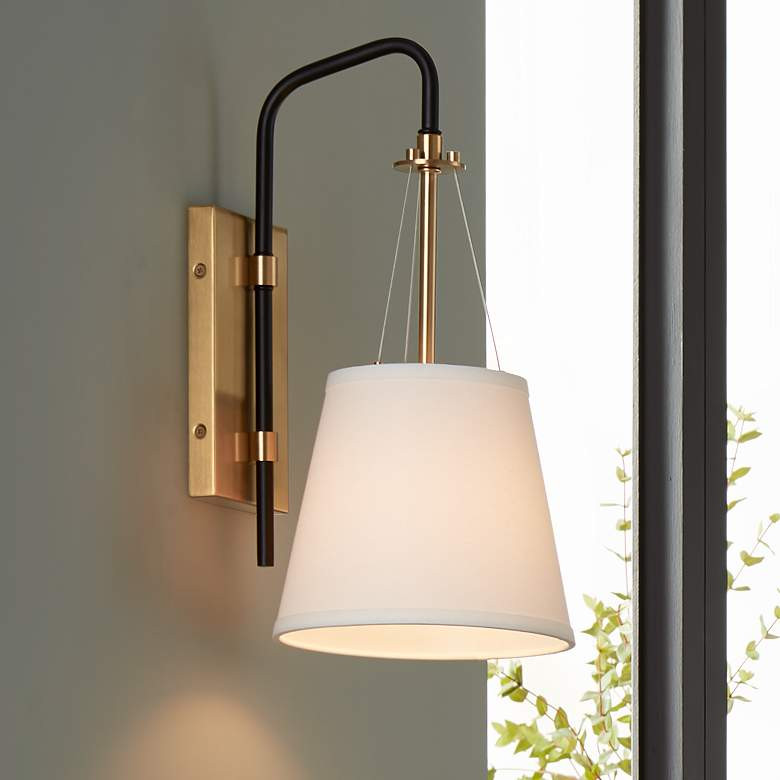 Possini Euro Crysta 16 3/4" High Warm Brass and Black Wall Sconce - #743N1 | Lamps Plus | Lamps Plus