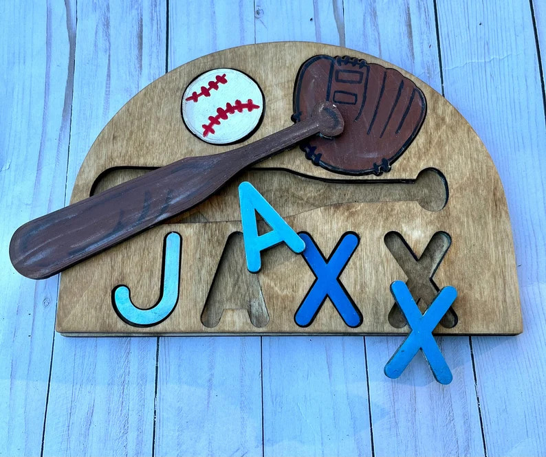 Custom Baseball Name Puzzle/Personalized Name Puzzle/Wooden Name Puzzle/Wooden Baseball Puzzle/Nu... | Etsy (US)