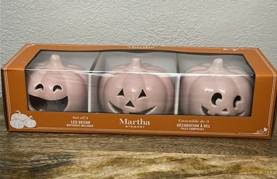 MARTHA STEWART 3 Small PINK Ceramic LED Pumpkins Jack O Lantern Halloween Decor  | eBay | eBay US