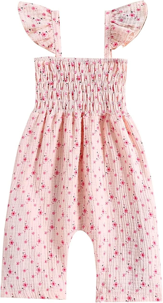Summer One Piece Outfit Infant Baby Girl Romper Jumpsuit Sleeveless Halter Floral Bodysuit Clothe... | Amazon (US)