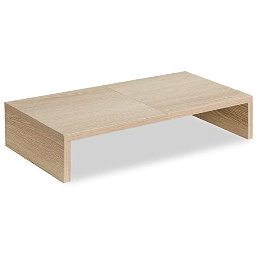 TEAMIX 20 Inch Wood Monitor Stand Riser, Wooden Desktop Stand for PC/TV/Laptop/Printer, Cozy Monitor Riser with Storage, Computer Stand Space-Saving | Amazon (US)