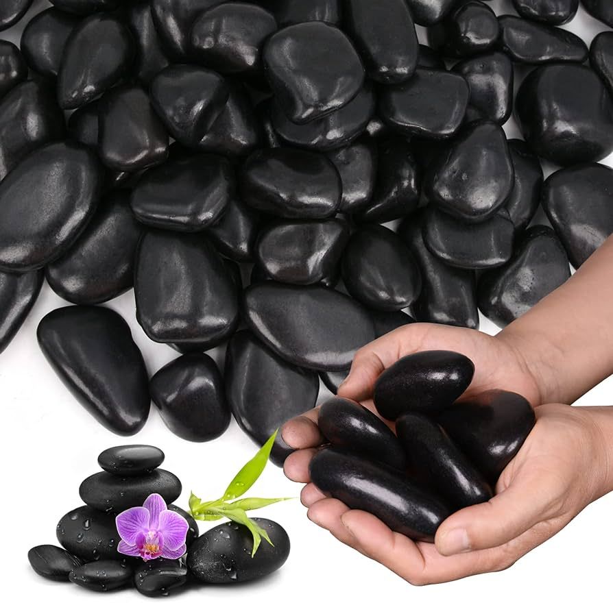 10Ib Black River Rocks for Landscaping-Polished Pebbles for Plants-Garden Decorative Stones-1-2" ... | Amazon (US)