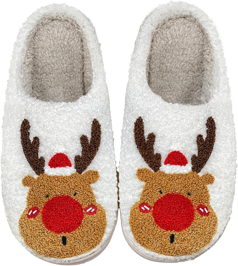 Christmas Slippers Reindeer Slippers for Women and Men Holiday Halloween Slippers Indoor Bedroom ... | Amazon (US)