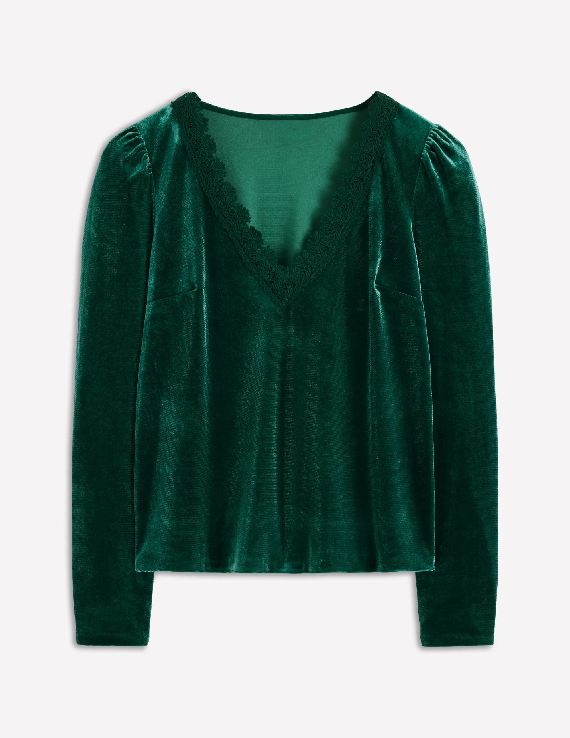 Flora V-Neck Velvet Top-Emerald Night | Boden (US)