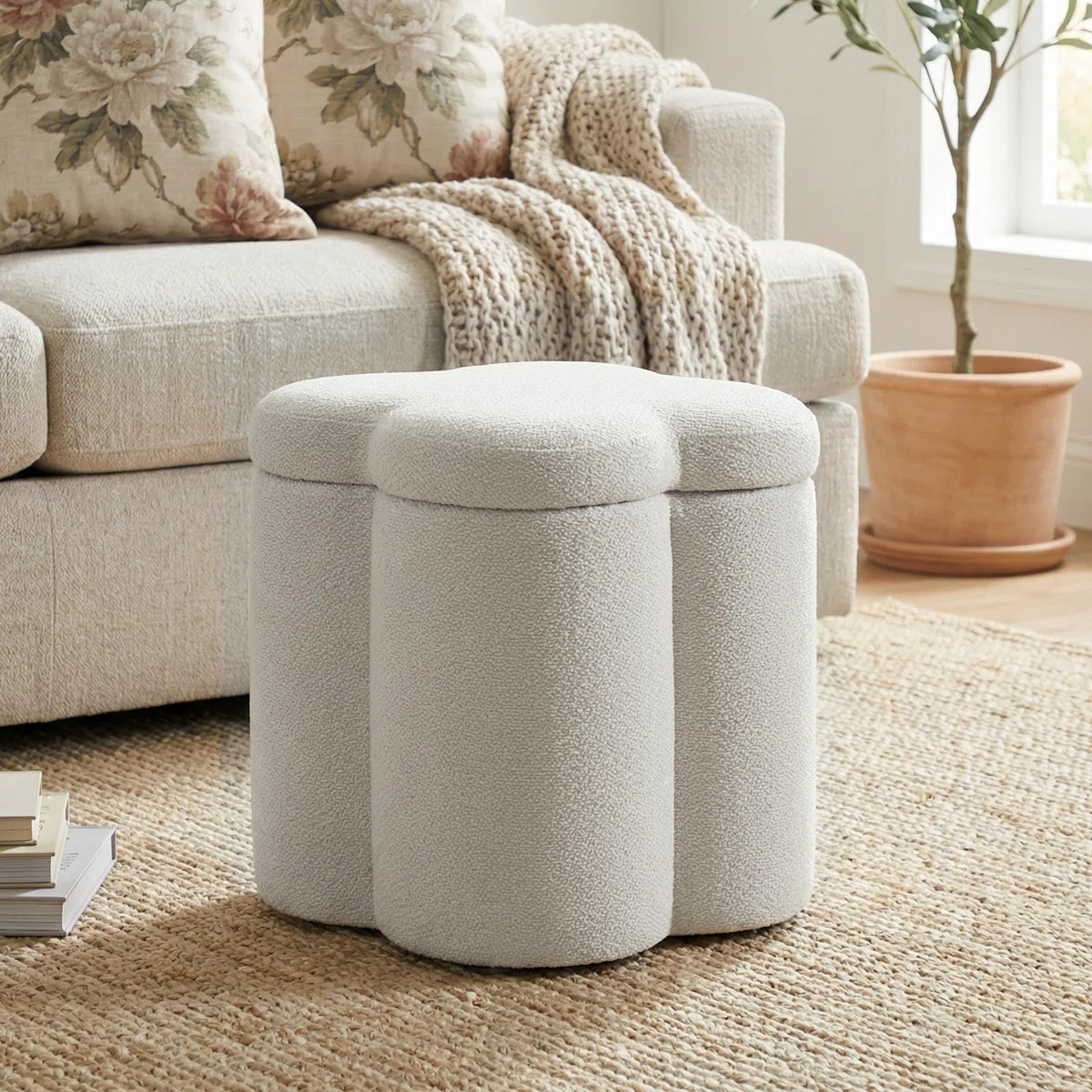 16.9"W Storage Upholstered Chenille Ottoman | Wayfair North America