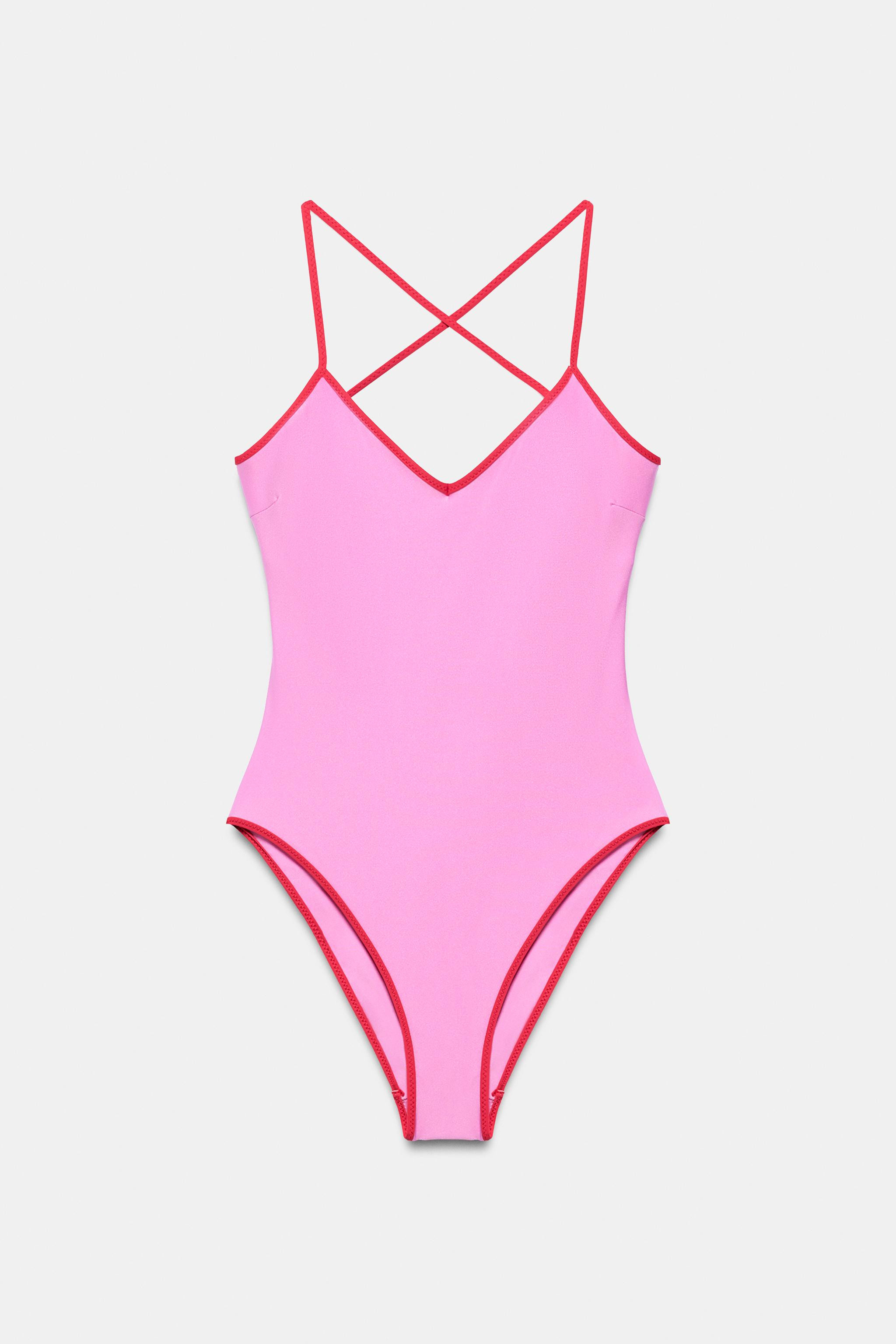 PLAIN SWIMSUIT WITH CONTRAST STRAPS | Zara UK