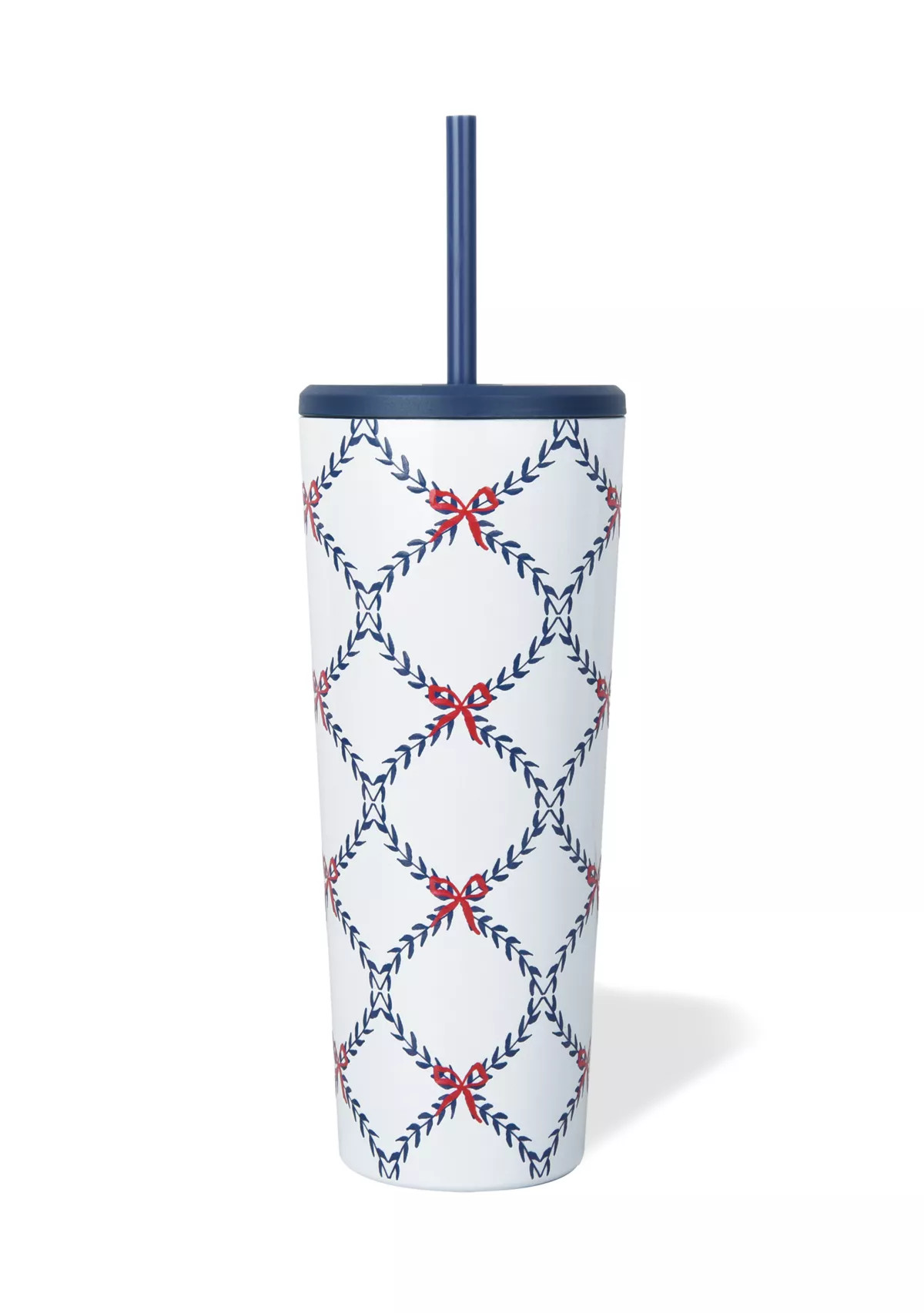go!24 oz Blue Bow and Lattice Insulated Straw Tumbler | Belk