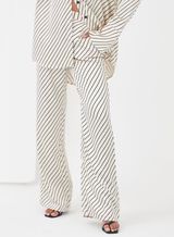Cream Diagonal Stripe Satin Trousers - Norma | 4th & Reckless