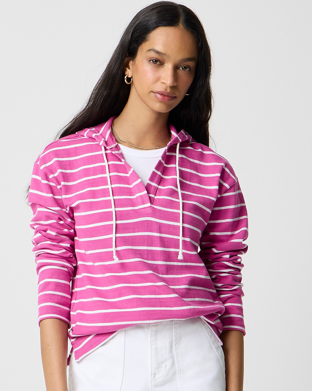 Striped V-neck hoodie | J.Crew Factory
