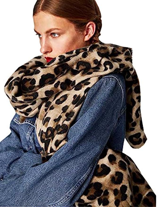 Women Winter Leopard Scarf Cashmere Feel Pashmina Shawls And Wraps Fashion Scarf | Amazon (US)