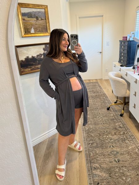 Love a cute set of pjs!! The material is so soft and perfect for warm summer weather! 

Wearing a size medium in color grey 

Best loungewear, lounge set, maternity fashion, maternity outfit, what I wore while pregnant, loungewear, pajamas, pajama set 

#LTKBump #LTKFindsUnder50 #LTKStyleTip