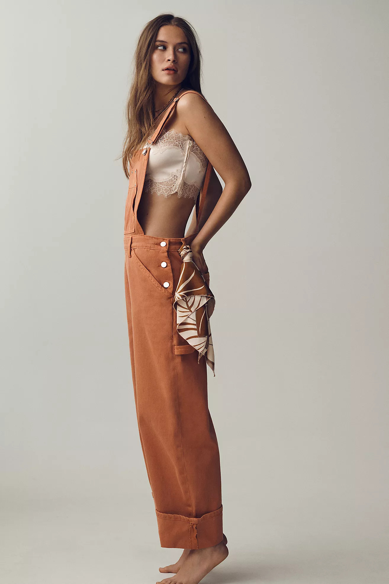 Kayden Regenerative Cotton Barrel Overalls by Pilcro | Anthropologie (US)