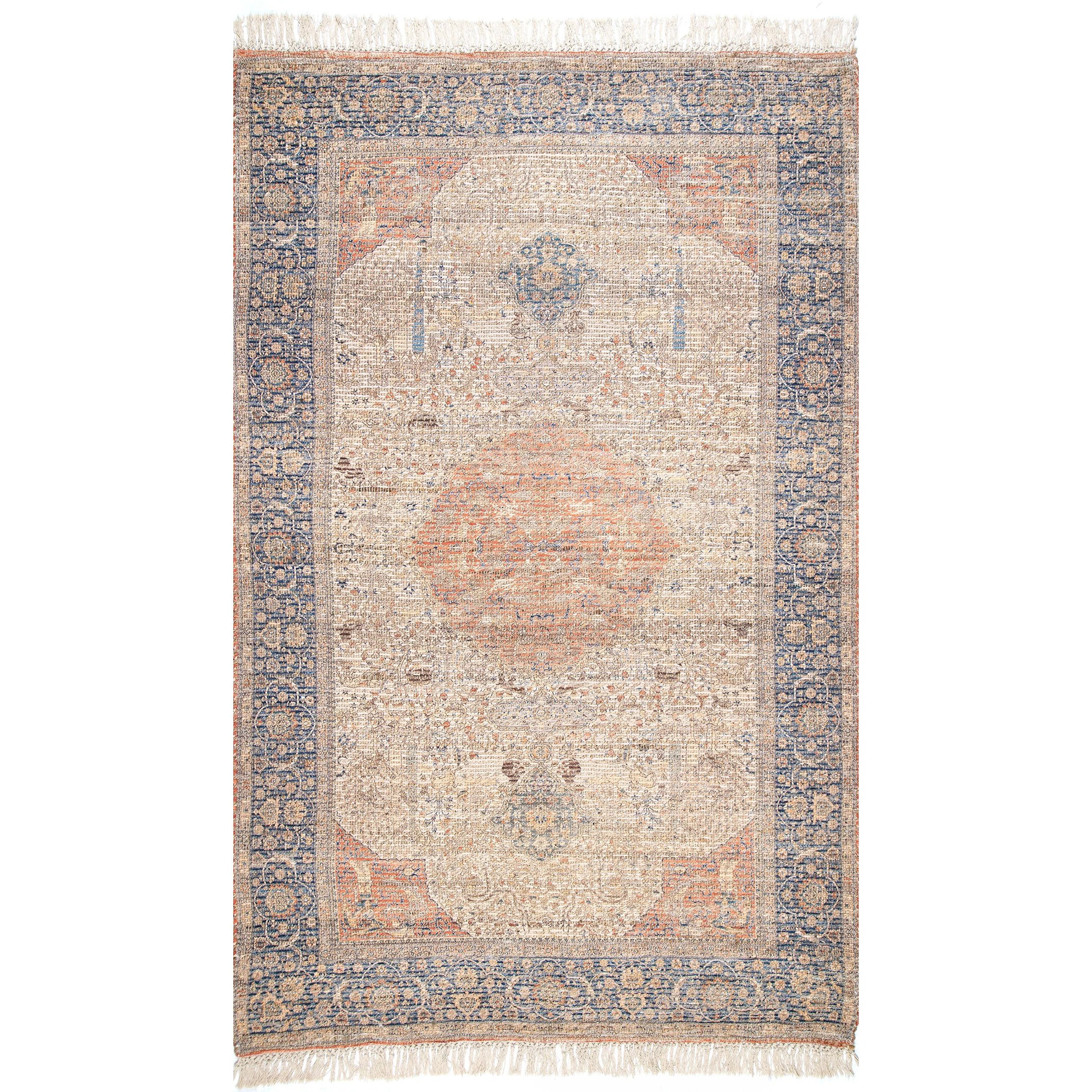 Hawke Oriental Handmade Flatweave Light Blue/Light Orange Area Rug | Wayfair North America