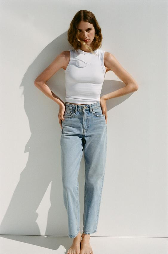 HIGH-WAISTED TRF MOM FIT JEANS | Zara US