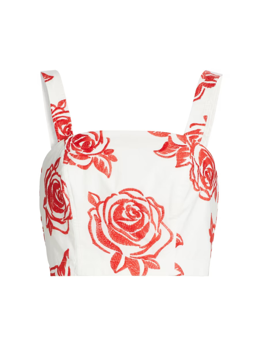 Embroidered Rose Cotton Top | Saks Fifth Avenue