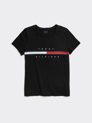Tommy Hilfiger Women's Adaptive Stripe Signature T-Shirt Deep Knit Black - L | Tommy Hilfiger (US)