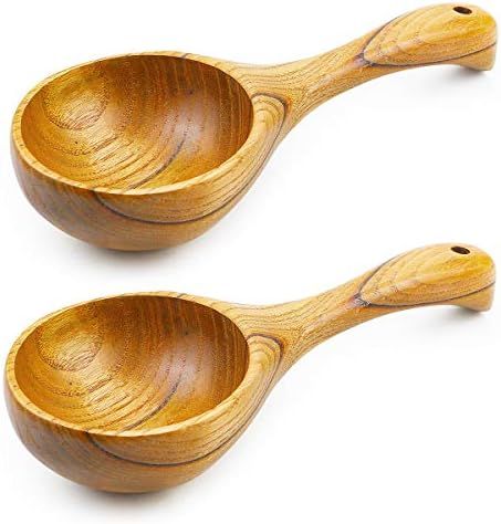 BILLIOTEAM 2 Pack Wooden Kitchen Scoop Ladle,Multipurpose Large Solid Wood Water Spoon Serving So... | Amazon (US)