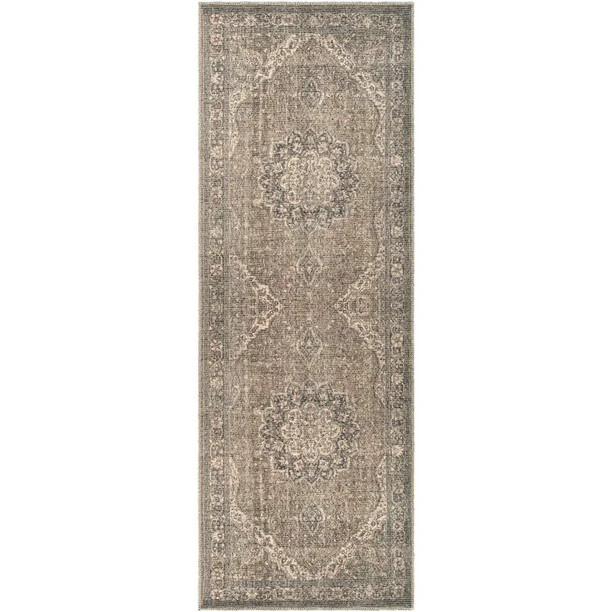Art of Knot Cacia Brown Traditional 2'6" x 8' Machine Washable Runner Area Rug - Walmart.com | Walmart (US)