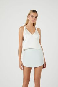 Plunging Knotted Satin Tank Top | Forever 21 (US)