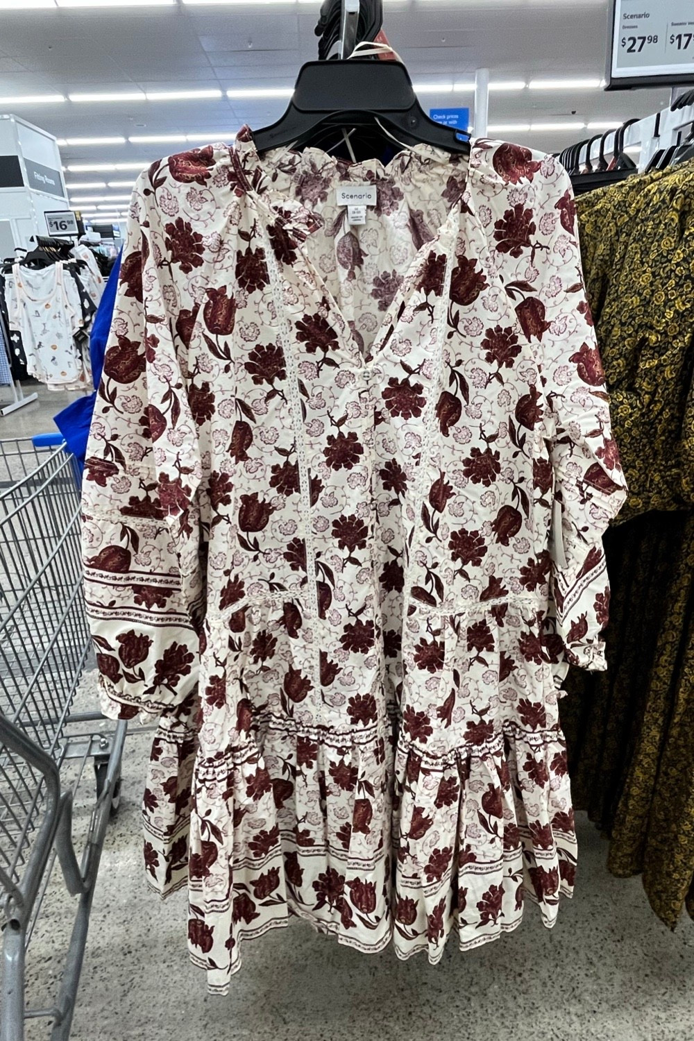 Burgundy and off white long sleeve dress @Walmart for a fall bridal shower or casual wedding guest. 

Wedding guest dress fall, fall wedding guest dresses, fall outfits women.

#LTKWedding #LTKSeasonal
