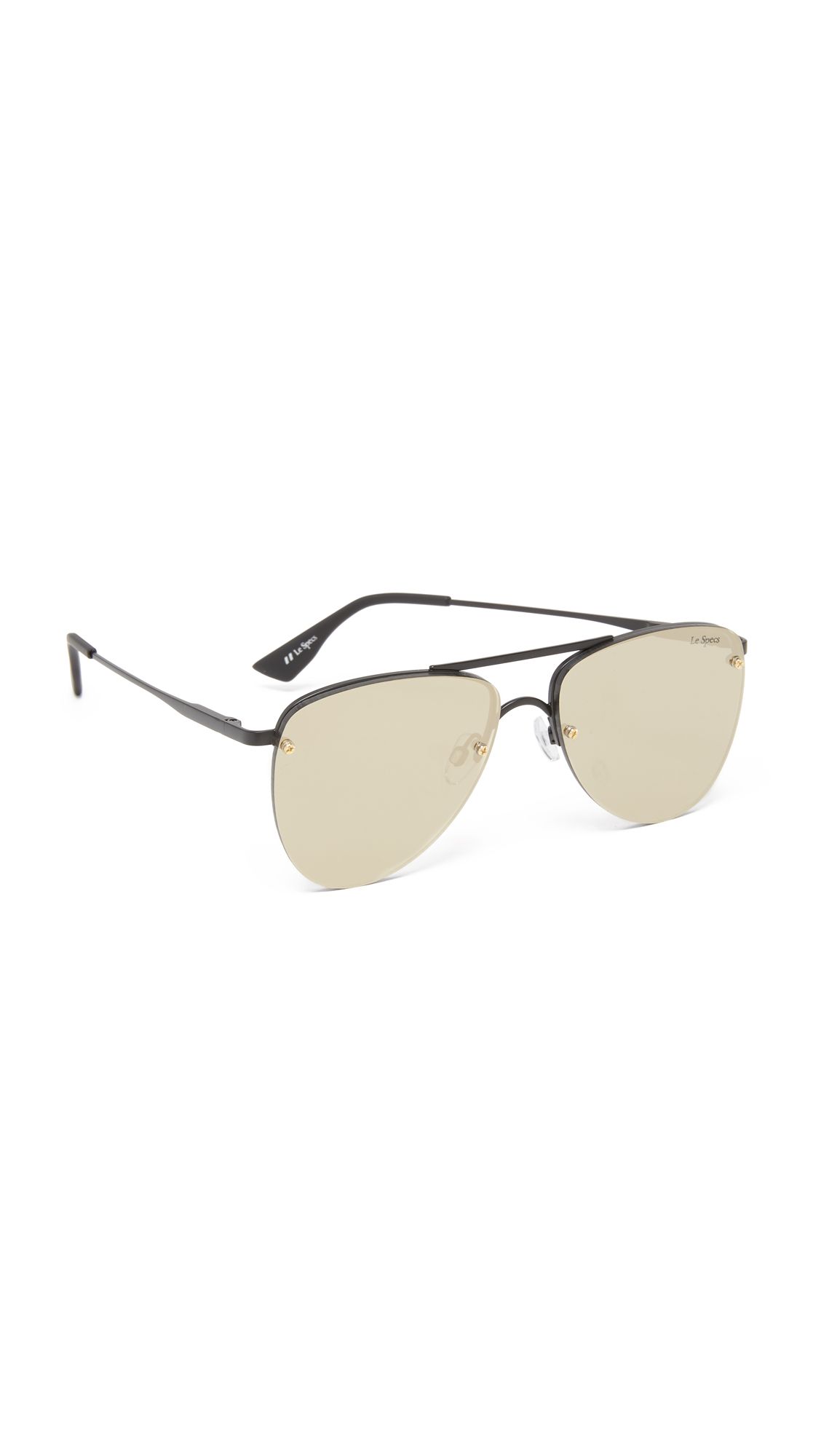 Le Specs The Prince Mirrored Sunglasses - Matte Black/Gold Revo | Shopbop