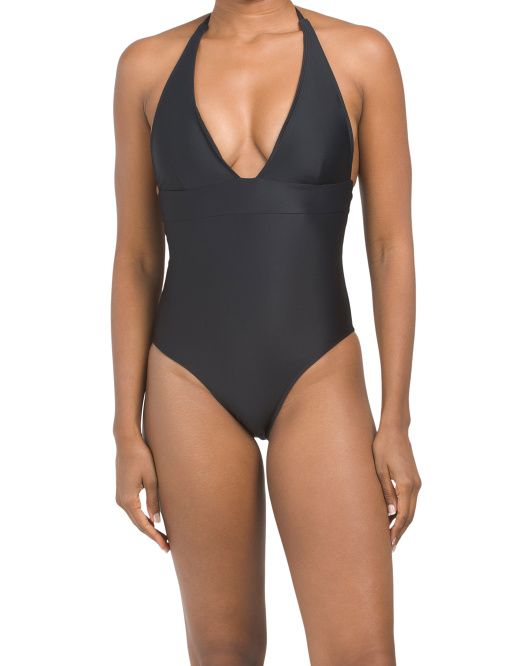 The Halter Plunging V-neck One-piece Swimsuit | TJ Maxx