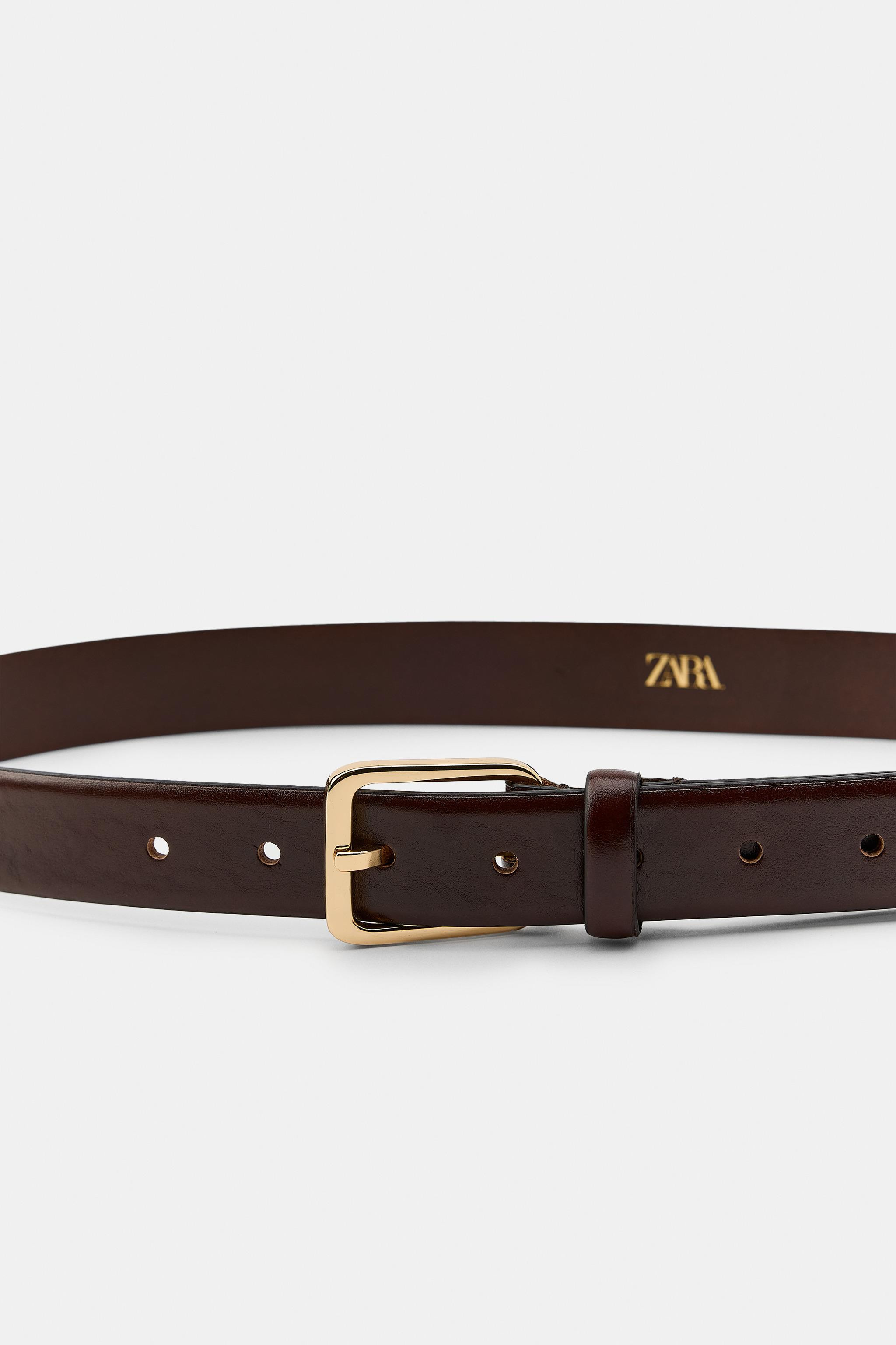 100% LEATHER BELT WITH SQUARE BUCKLE | Zara UK